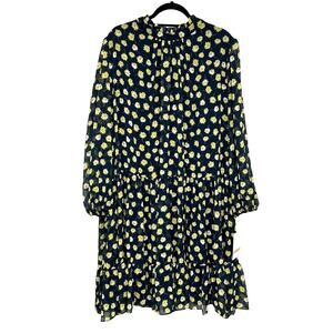 Maison Tara Womens Long Sleeve Mock Neck Floral Print Chiffon Dress 24W